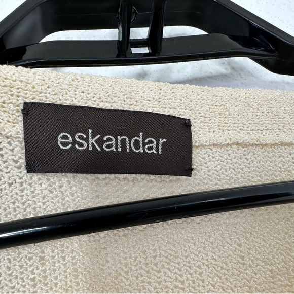 ESKANDAR Womens Silk Blend Boxy Open Knit Sweater Sz O/S? Cream Long Sleeve - Picture 8 of 8